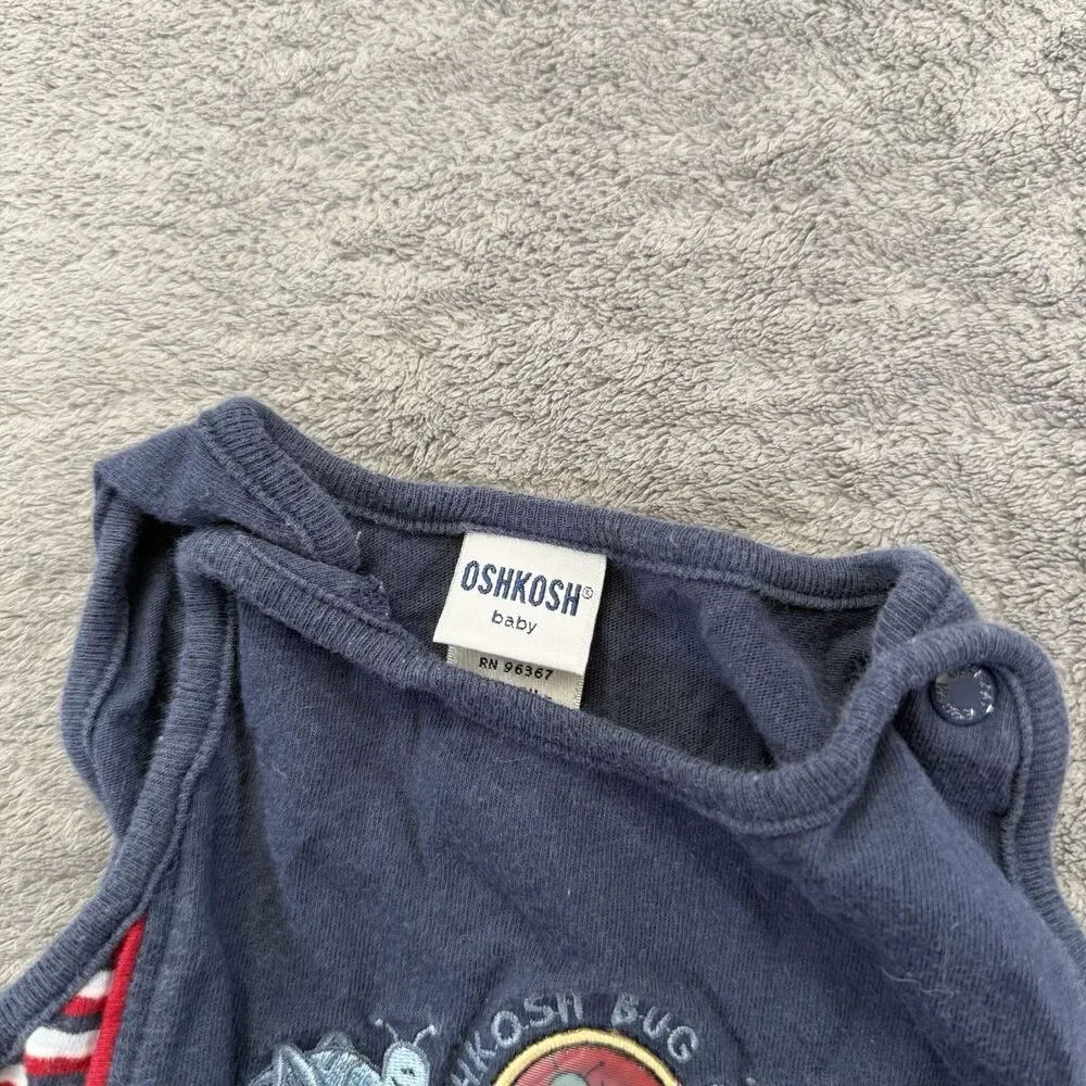 Vintage Oshkosh B'Gosh Striped Romper‎ Bug Club Sleeveless 6-9 Mon